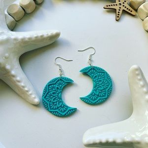 Blue moon mandala dangle earrings